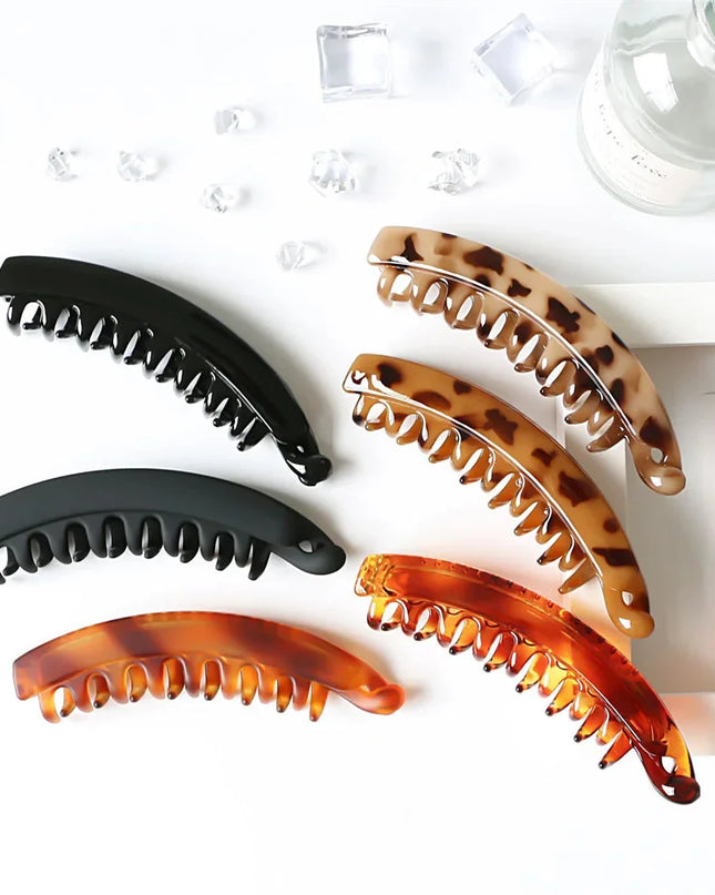 Frosted Solid Color Banana Hair Clips – Fashion Ponytail Barrettes & Hair Claws for Women
