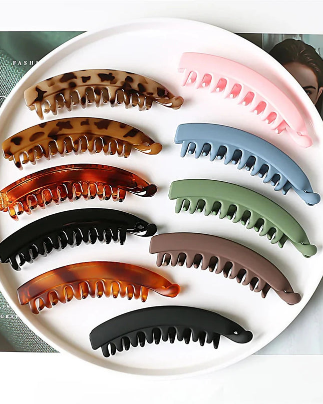 Frosted Solid Color Banana Hair Clips – Fashion Ponytail Barrettes & Hair Claws for Women