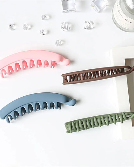 Frosted Solid Color Banana Hair Clips – Fashion Ponytail Barrettes & Hair Claws for Women