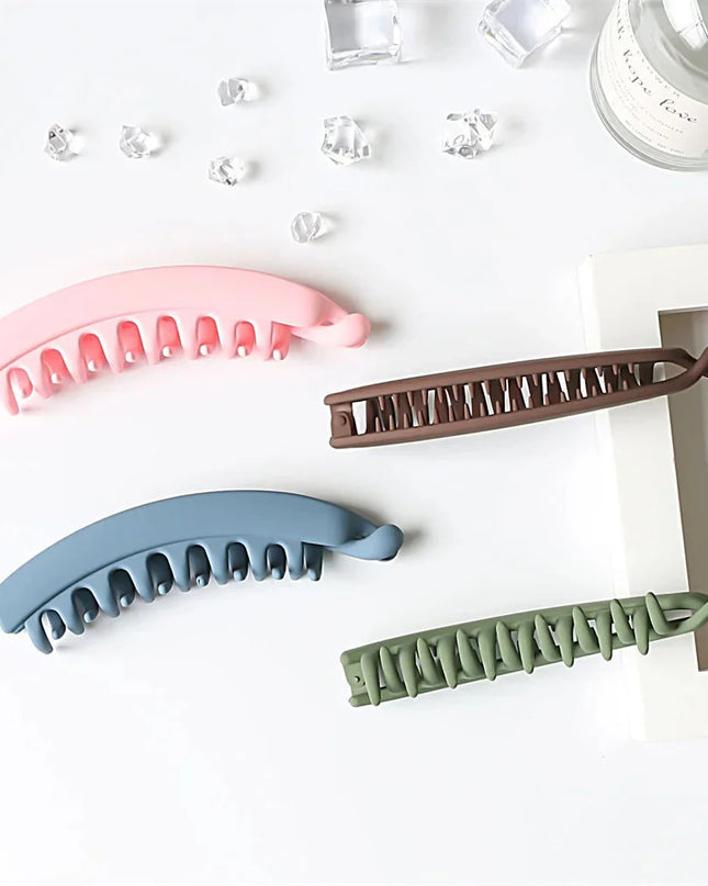 Frosted Solid Color Banana Hair Clips – Fashion Ponytail Barrettes & Hair Claws for Women